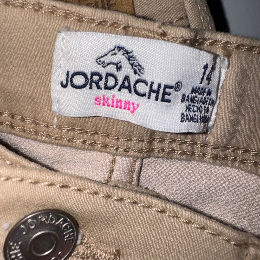 Jordache Skinny Pants Girls Size 14 Khaki Tan Stretch Twill 5-Pocket Casual Slim - Picture 9 of 11